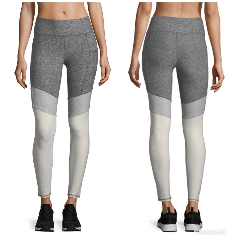 Gottex NWT Athletic Leggings High Rise Grey Colorblock Cuff Performance